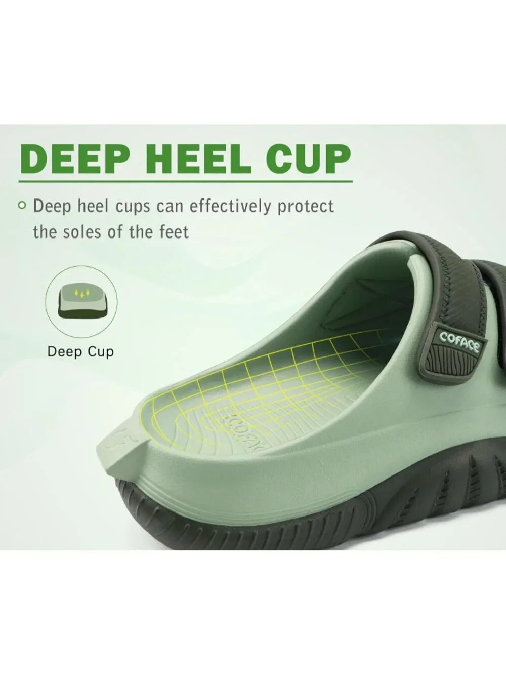 Men's Dark Green Recovery Sandals Orthopaedic Walking Slides Adjustable Thick